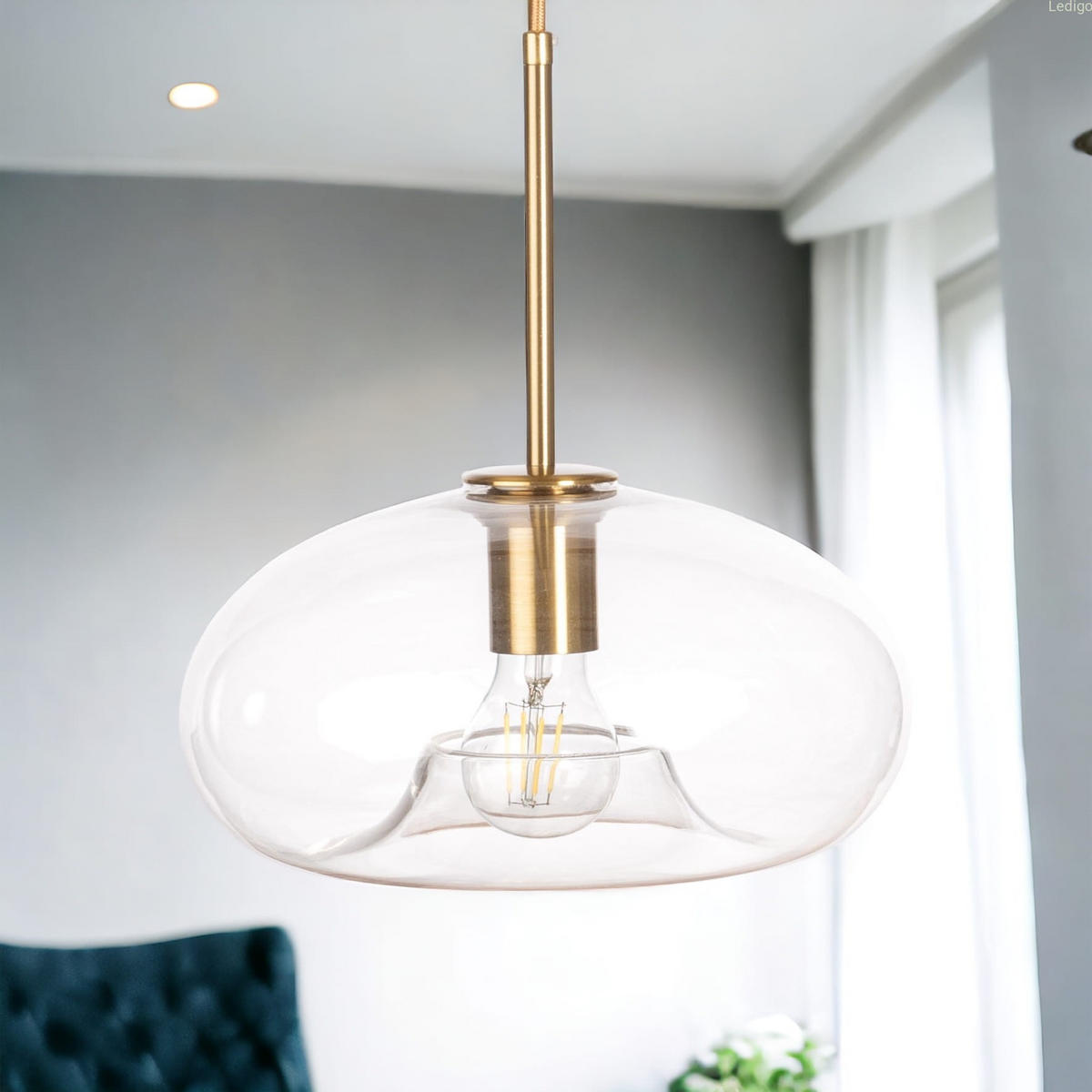 PENDELLEUCHTE Paris - Transparent/Goldfarben, Glas/Metall (27/27/105cm) - kiki design