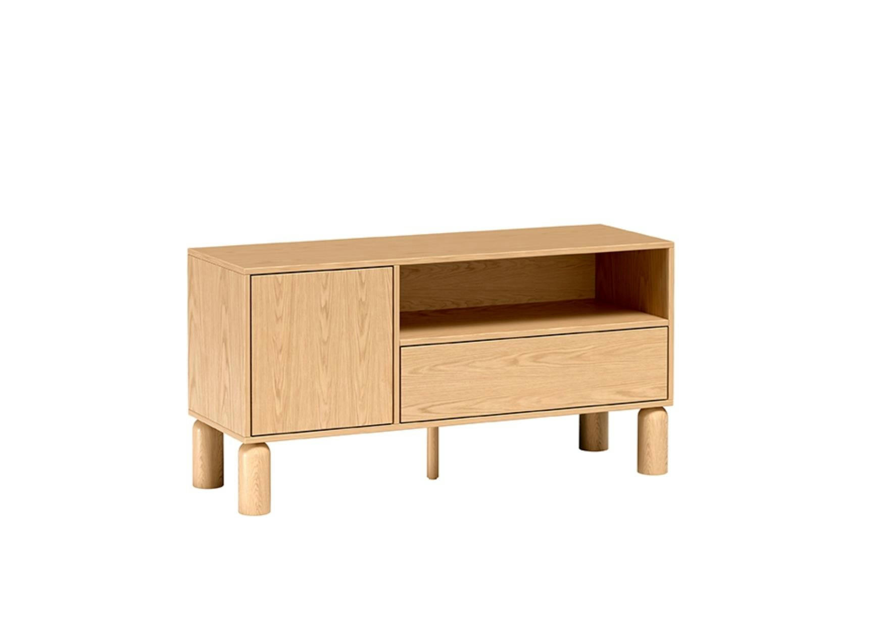 RTV-SCHRANK Sanden Eiche, TV-Tisch mit Schublade - Eichefarben, Holzwerkstoff (120/62/41cm) - Bettso