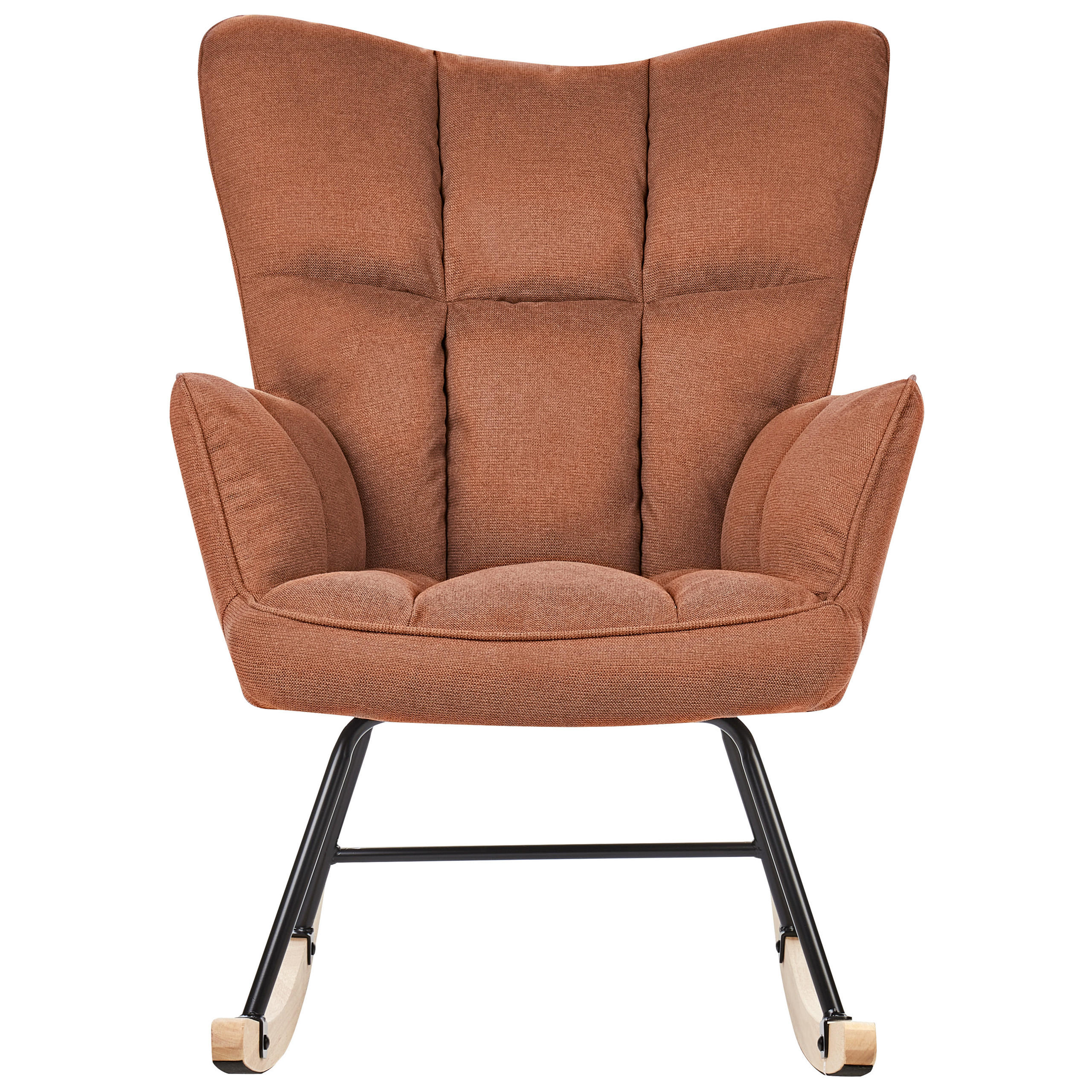 SCHAUKELSESSEL Braun Oulu - Hellbraun/Schwarz, Textil (71/104/83cm) - Beliani