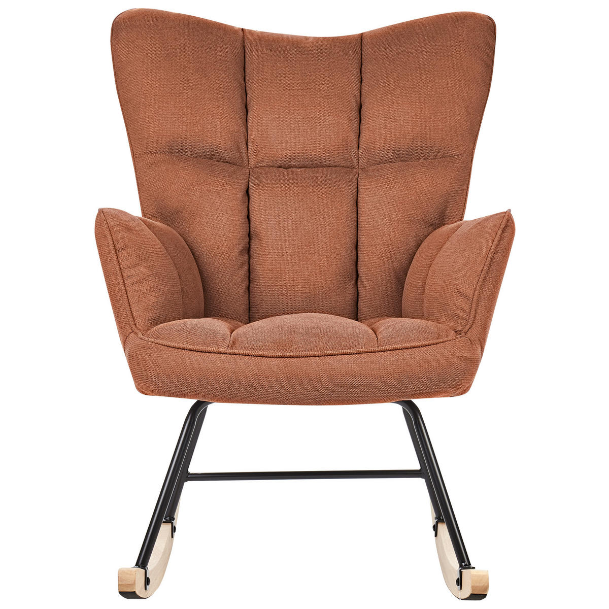 SCHAUKELSESSEL Braun Oulu - Hellbraun/Schwarz, Textil (71/104/83cm) - Beliani