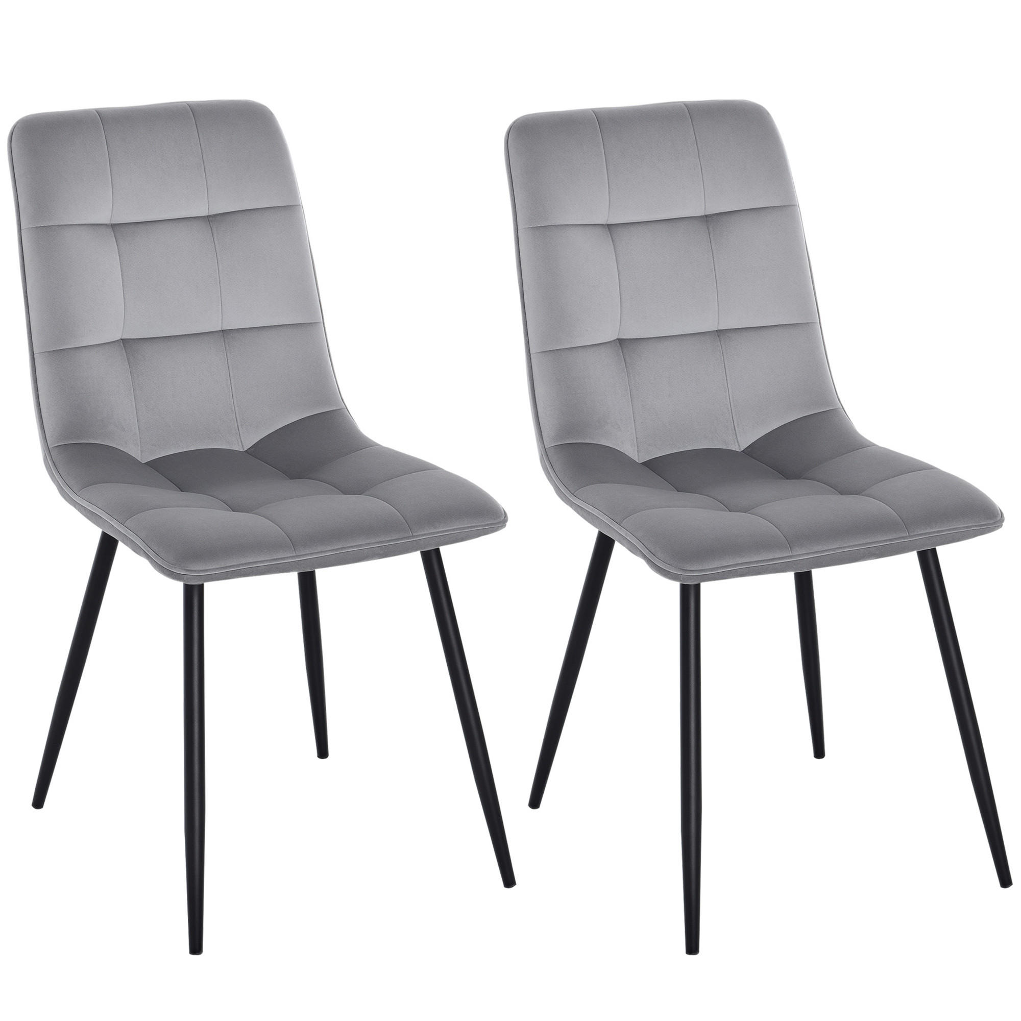 2ER-SET Esszimmerstuhl Polsterstuhl Küchenstuhl Rückenlehne Grau+Schwarz - Grau, Kunststoff (63/90/45cm) - HOMCOM