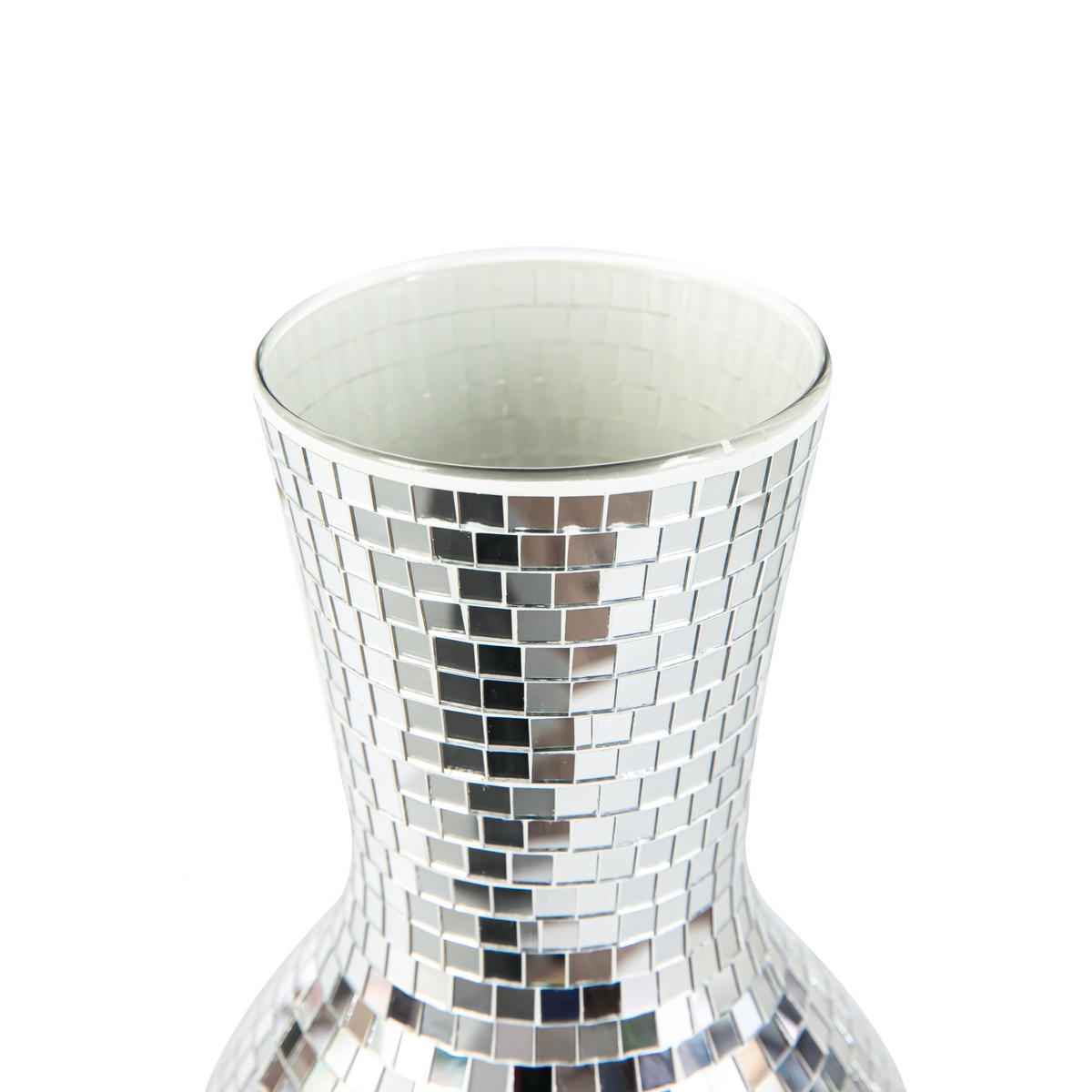 DISCOVÁZA - strieborná, sklo (28cm) - Relaxdays