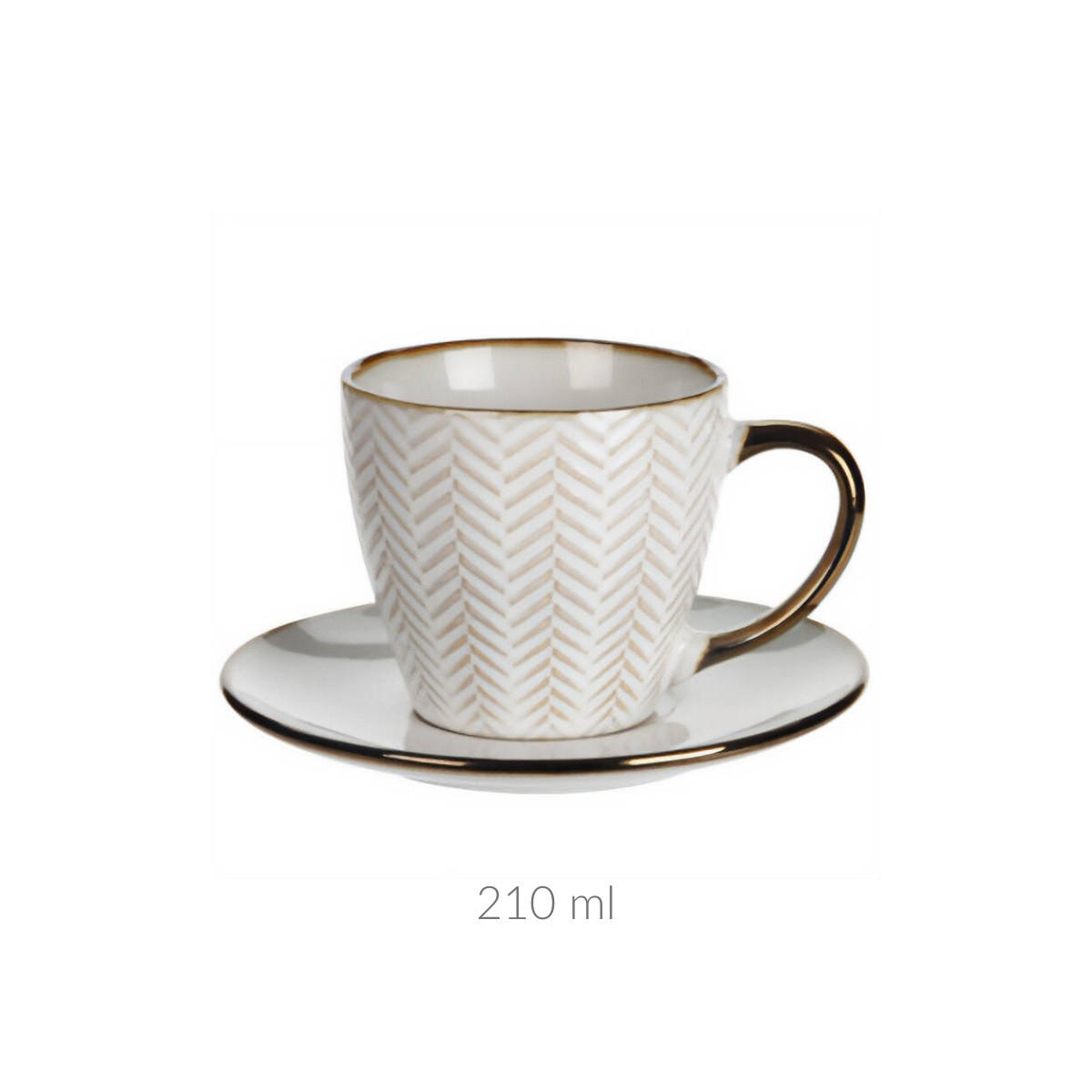 TASSE für Kaffee oder Tee mit Untertasse Muster 3 210 ml 14/14/8,5 cm - Beige, Keramik (0.21L) - Siaki