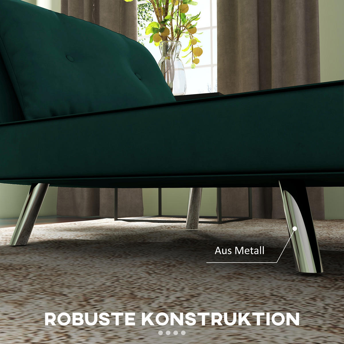 SCHLAFSESSEL Klappsessel mit Bettfunktion, Einzelsofa mit Kissen, Samtoptik Grün - Dunkelgrün/Silberfarben, Textil/Metall (88/83/77cm) - HOMCOM