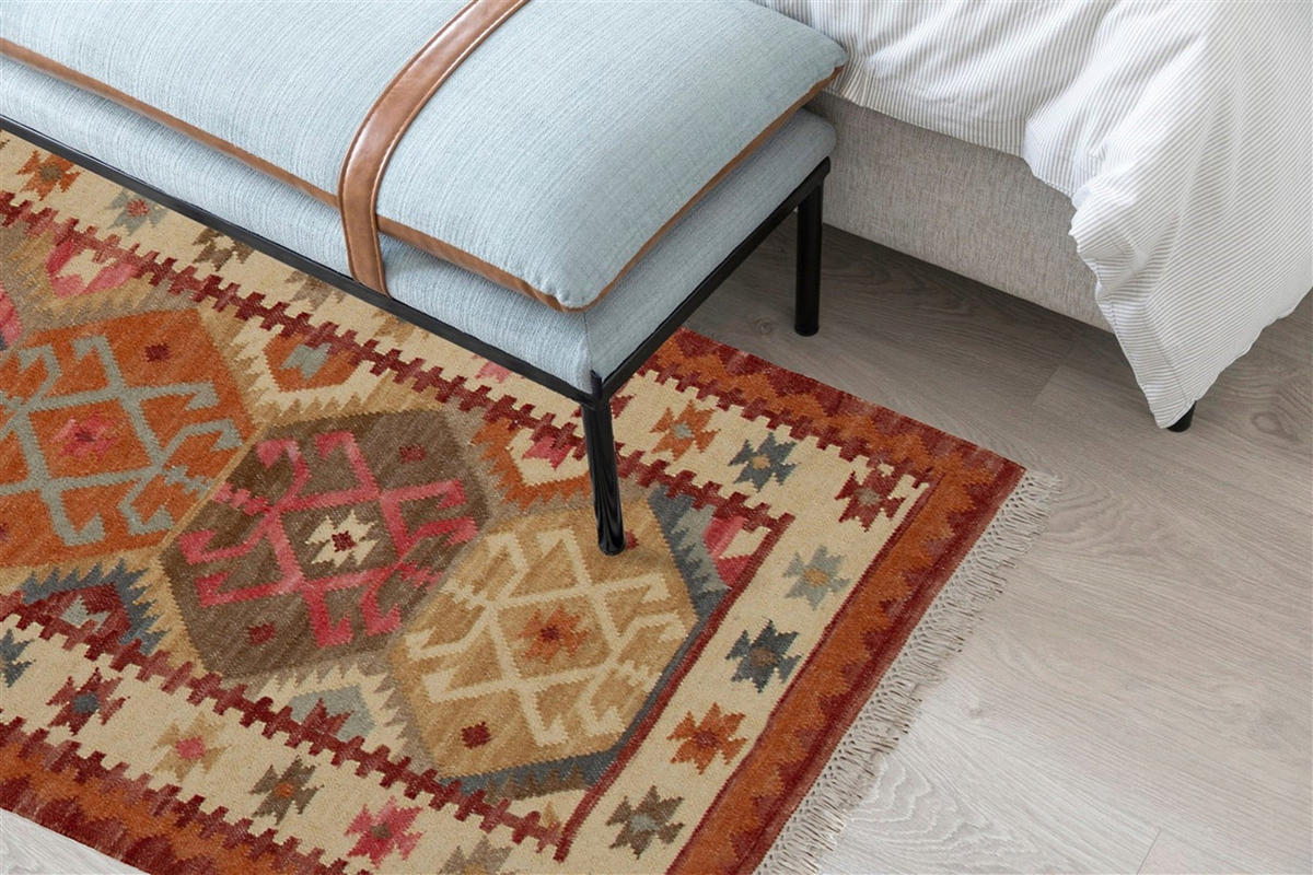 TEPPICH handgewebt Kelim Orient Wolle BAKAN Rot 160 x 230 cm - Rot, Naturmaterialien (160/230cm) - Novatrend
