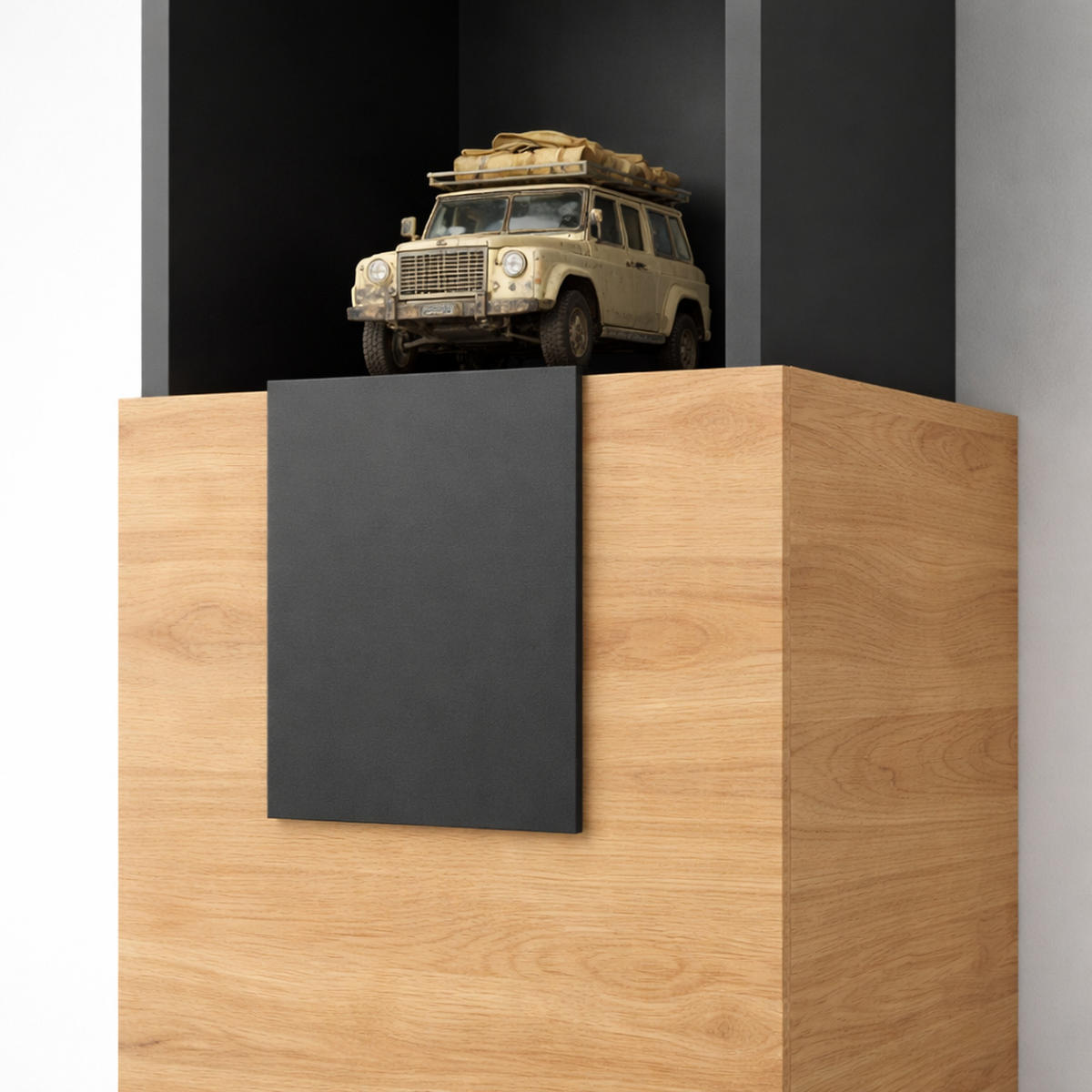 WOHNWAND TORINO Hängend + Stehend, 2-er Set, Mattes Finish, Schwarz + + Eiche Wotan - Eiche Wotan/Schwarz, Holzwerkstoff/Kunststoff (220/172/35cm) - Komodee