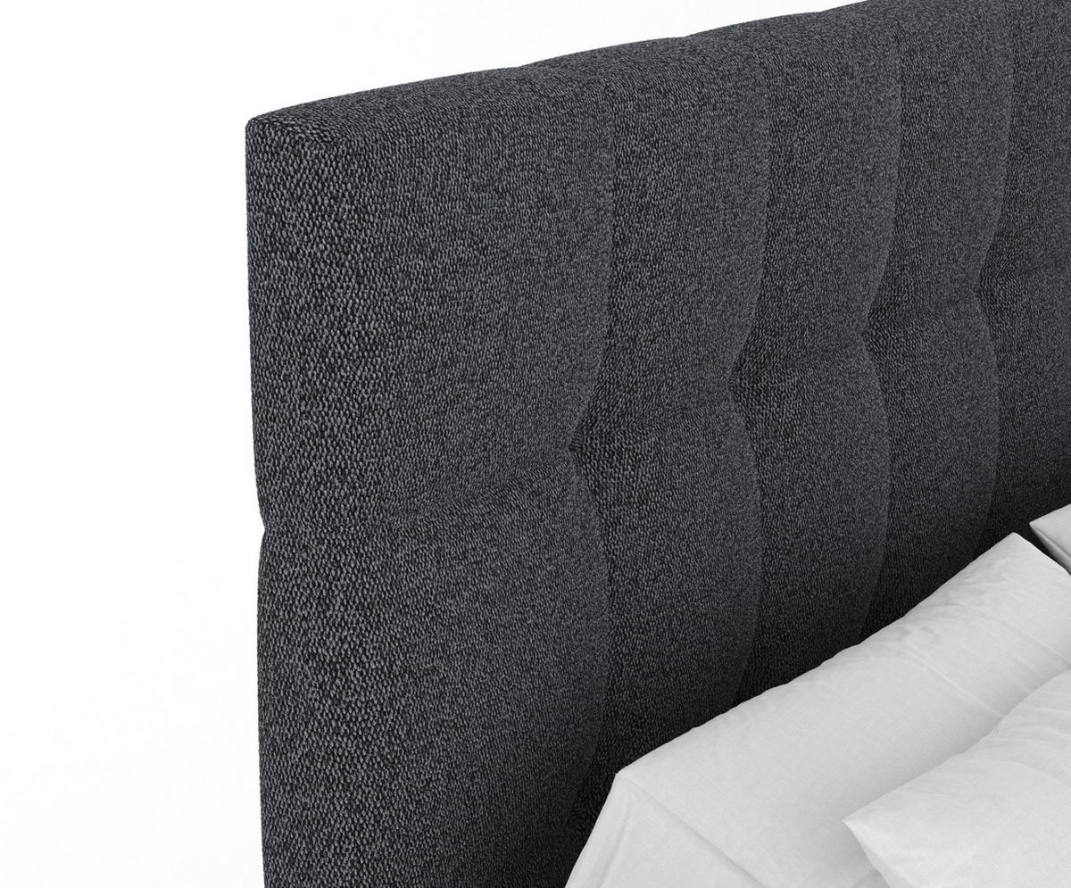 BOXSPRINGBETT Chanton Schwarz 140/200 cm mit Latex-Topper - Silberfarben/Schwarz, Holz/Holzwerkstoff (140/200cm) - Maison de Reve