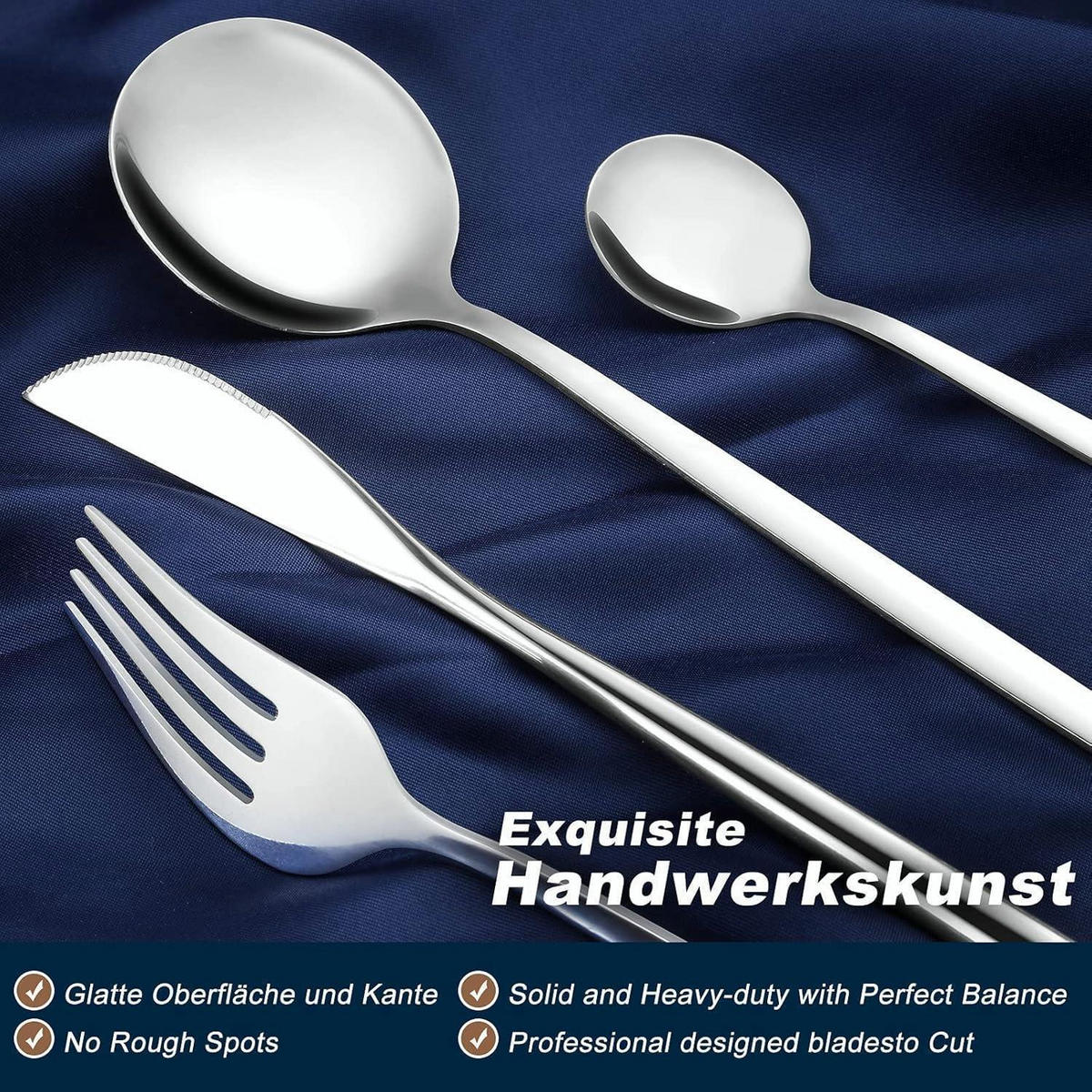 BESTECKSET 60-teilig für 12 Personen Edelstahl spülmaschinenfest - Silberfarben, Metall