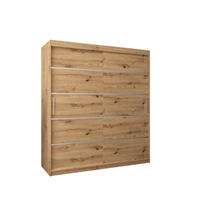 SCHWEBETÜRENSCHRANK 200/180/62 2-türig - Silberfarben/Eiche Artisan, Holz/Kunststoff (180/200/62cm) - Abiks Möbel