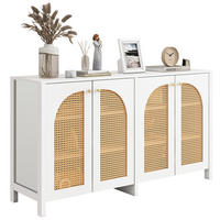 SIDEBOARD 4-türig mit Kunst-Rattan Weiß - Weiß, Holzwerkstoff (145/40/80cm) - Meubliv