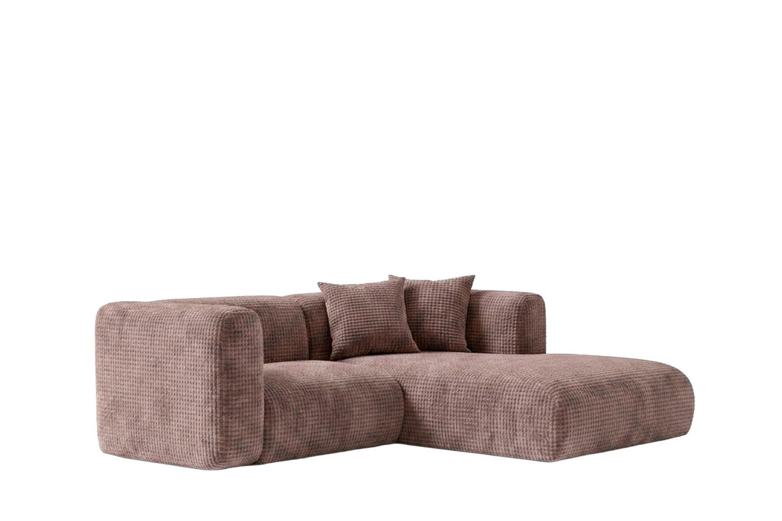 ECKSOFA L-Form mini, Chenille-Stoff Cremona, Taupe, Rechts, GRETA - Taupe, Holz (226/179cm) - Kaiser Möbel