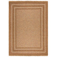 TEPPICH Outdoor Boho Streifen Bordüre, Balkon schmutzabweisend Ocker Rechteckig 200x290 - Braun, Textil (200/290cm) - KADIMA DESIGN