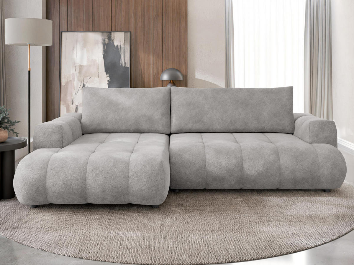 ECKSOFA Haiti, Seite: Links LC+2R - Hellgrau/Schwarz, Holz/Textil (276/156cm) - MIRJAN24