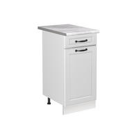 SPÜLENUNTERSCHRANK R-Line, Weiß Landhaus/Weiß, 40 cm Arbeitsplatte Marmor - Weiß, Holzwerkstoff (40/81.6/60cm) - Vicco
