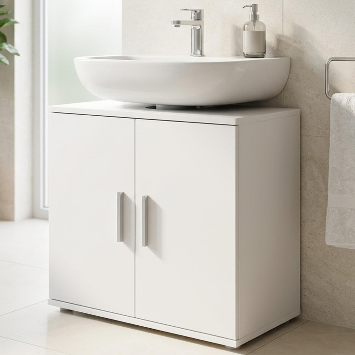 BADEZIMMERSCHRANK mit 2-Türen in Weiß - Weiß, Holzwerkstoff (70/60/34cm) - Home Collective