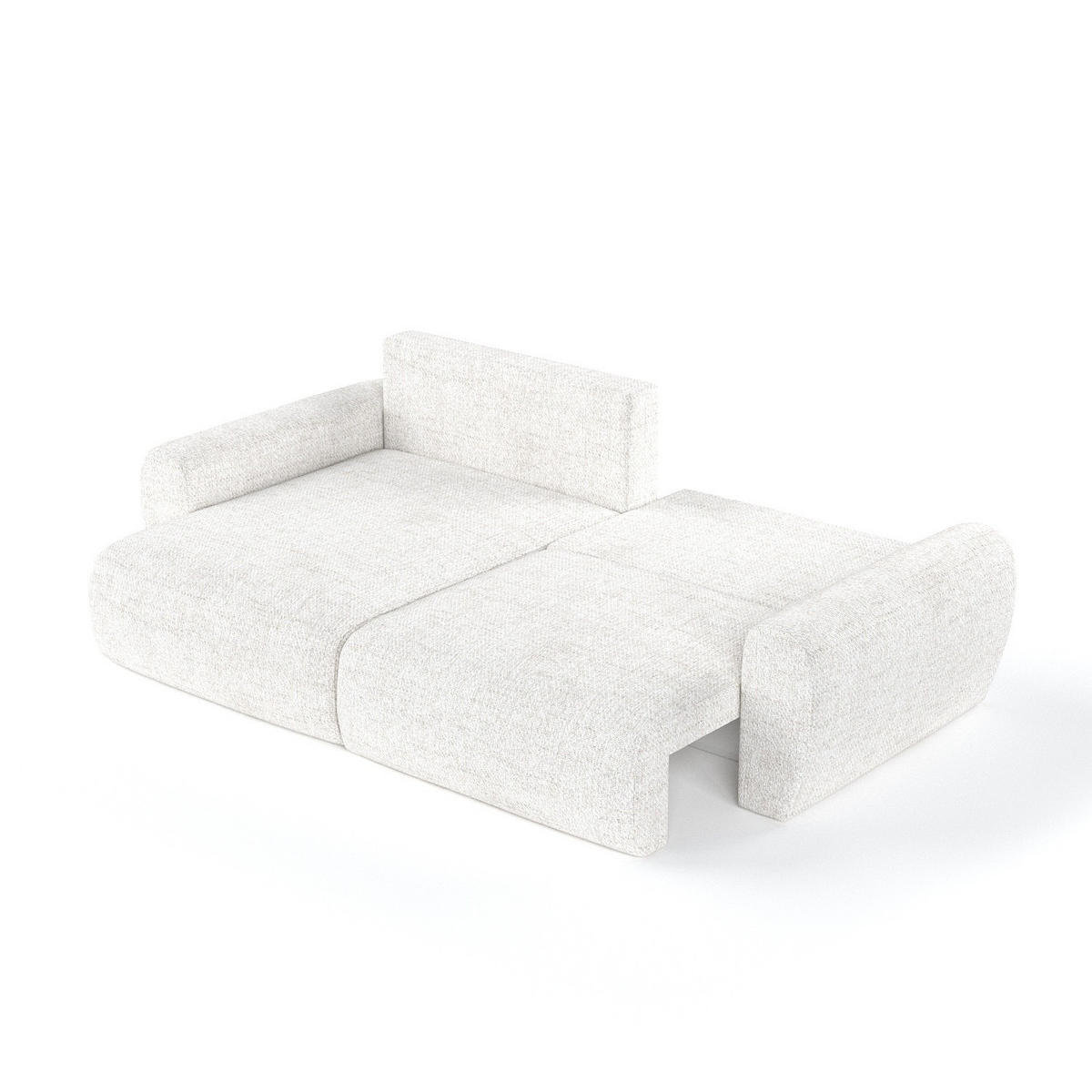 ECKSOFA OMARI mit Schlaffunktion Creme im Neve Stoff - Creme/Schwarz, Holz/Holzwerkstoff (253/153cm) - AltaBeds