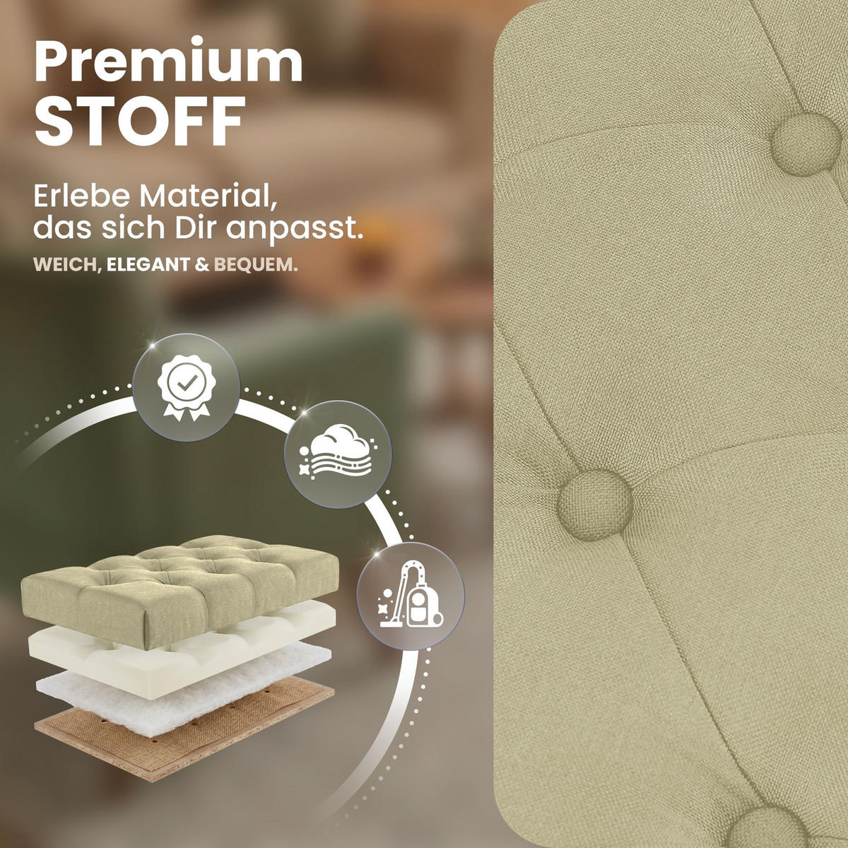 SITZBANK 100/38 cm Stoff Taupe - Taupe/Schwarz, Textil/Metall (100/46/38cm) - CLP