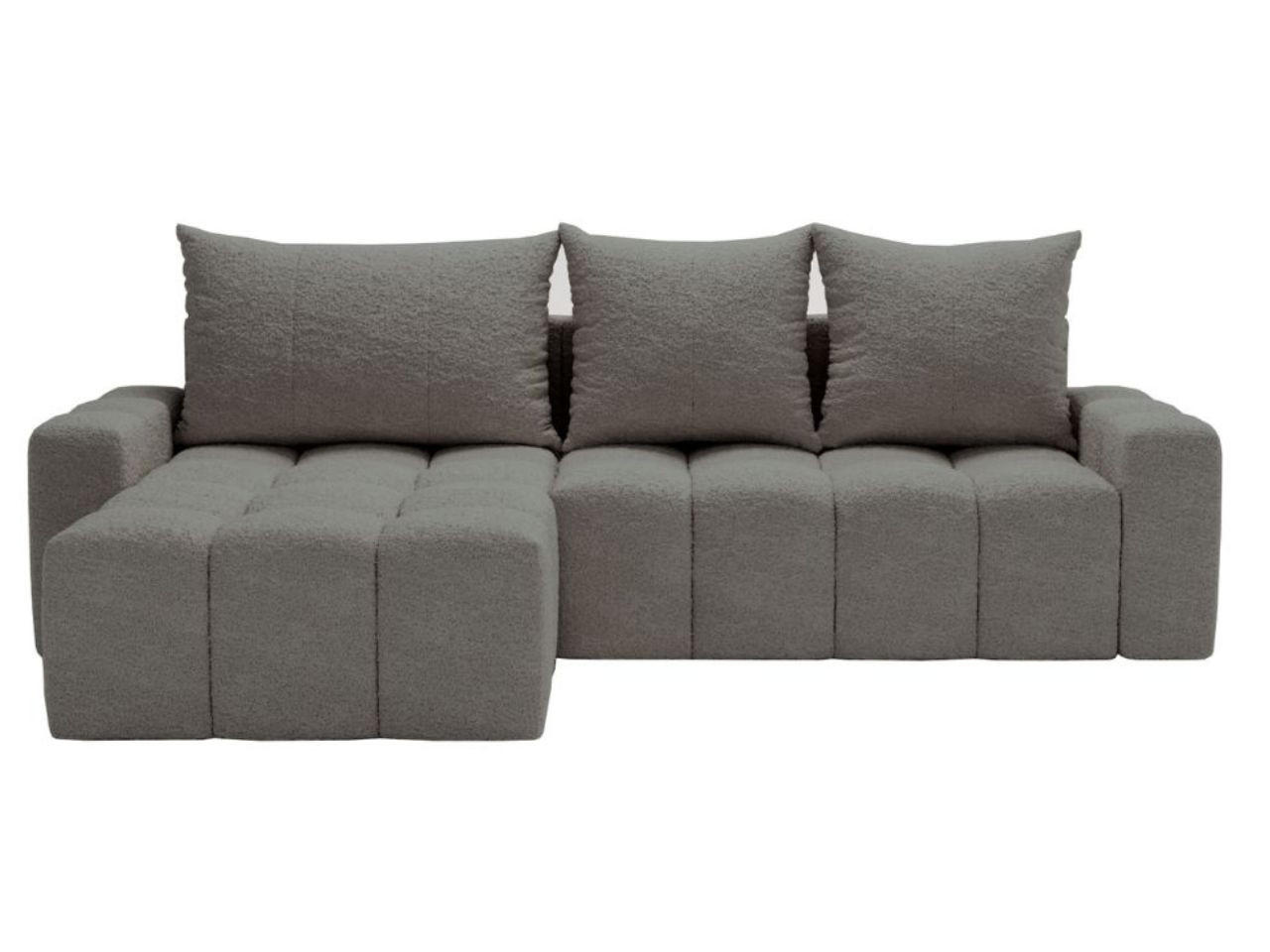 ECKSOFA Bresso Bouclé-Stoff Grau - Grau, Holz/Textil (255/168cm) - Graingold