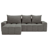 ECKSOFA Bresso Bouclé-Stoff Grau - Grau, Holz/Textil (255/168cm) - Graingold