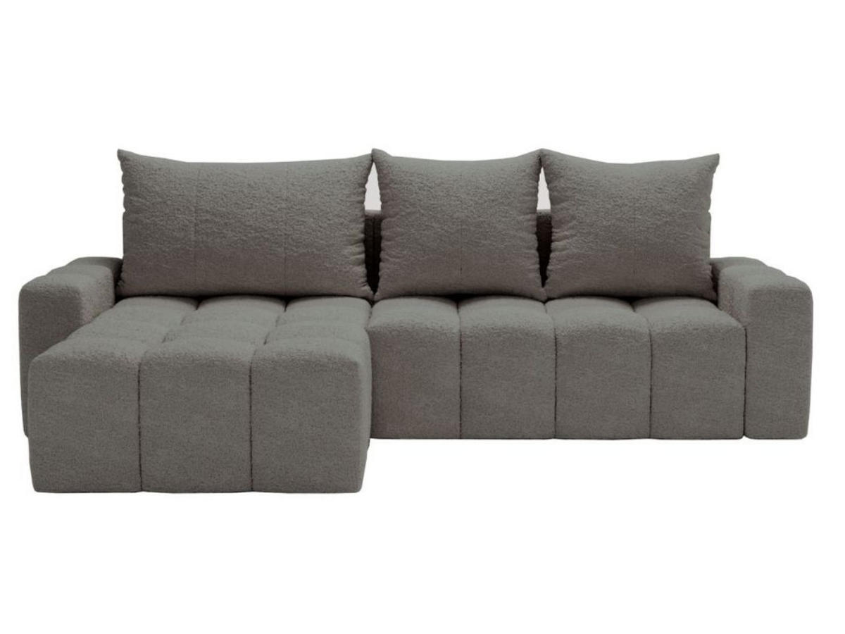 ECKSOFA Bresso Bouclé-Stoff Grau - Grau, Holz/Textil (255/168cm) - Graingold