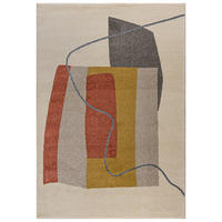 TEPPICH Beige Geometrisch In-Outdoor Pflanzlich Kurzflor Rechteckig 120 x 170 cm - Currygelb/Terracotta, Textil (120/170cm) - Mazovia