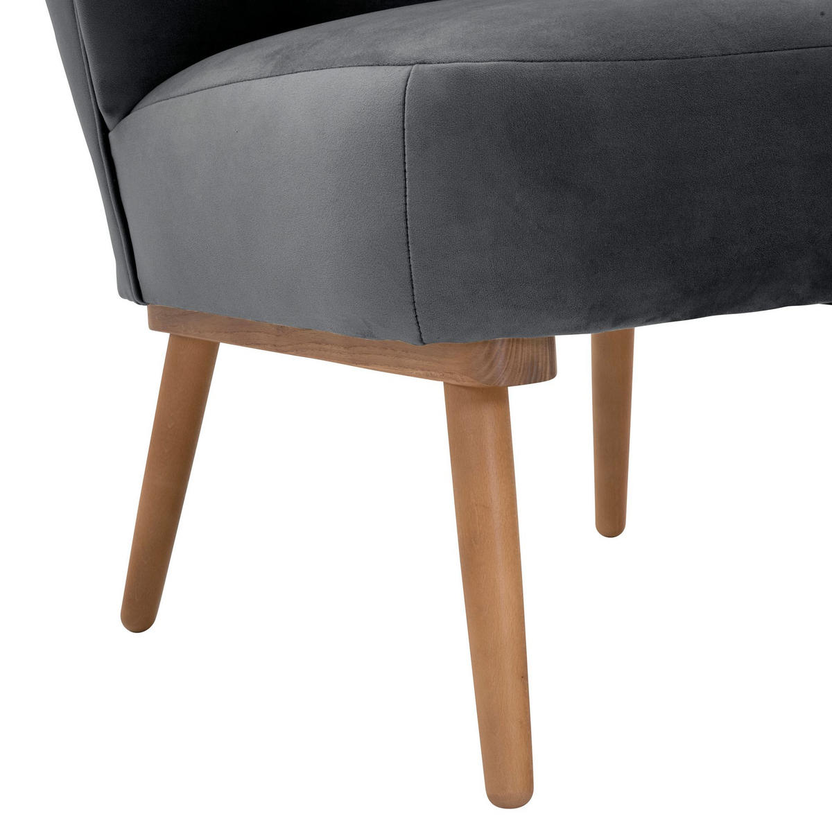 COCKTAILSESSEL Kayra Samtvelours graphit - Graphitfarben, Kunststoff (72/90/74cm) - 58aufmkessel