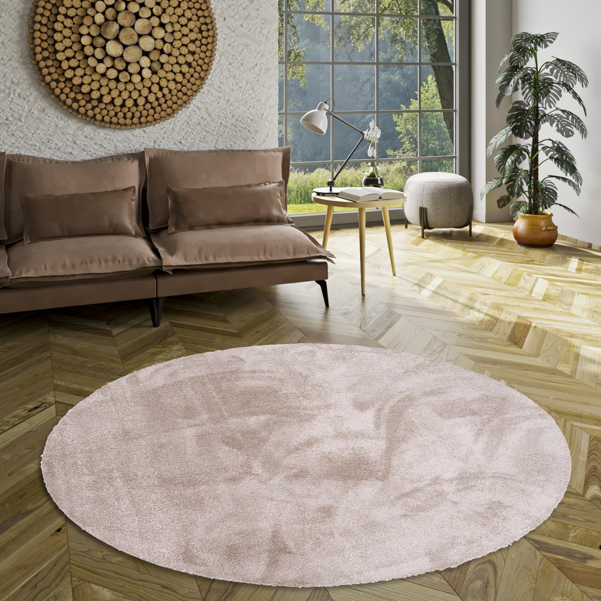 HOCHFLORTEPPICH LIVORNO RUND SUPER SOFT - Beige, Textil (200/200cm) - Snapstyle