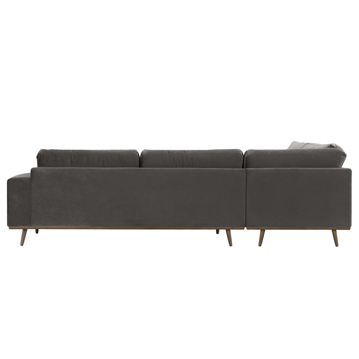 ECKSOFA mit Ottomane - Eichefarben/Dunkelgrau, Eichenholz/Textil (287/219cm) - home24
