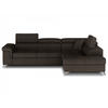 ECKSOFA mit Schlaffunktion und Bettkasten, pflegeleichter Monolith-Stoff - Chromfarben/Dunkelbraun, Textil/Metall (202/275cm) - Eltap