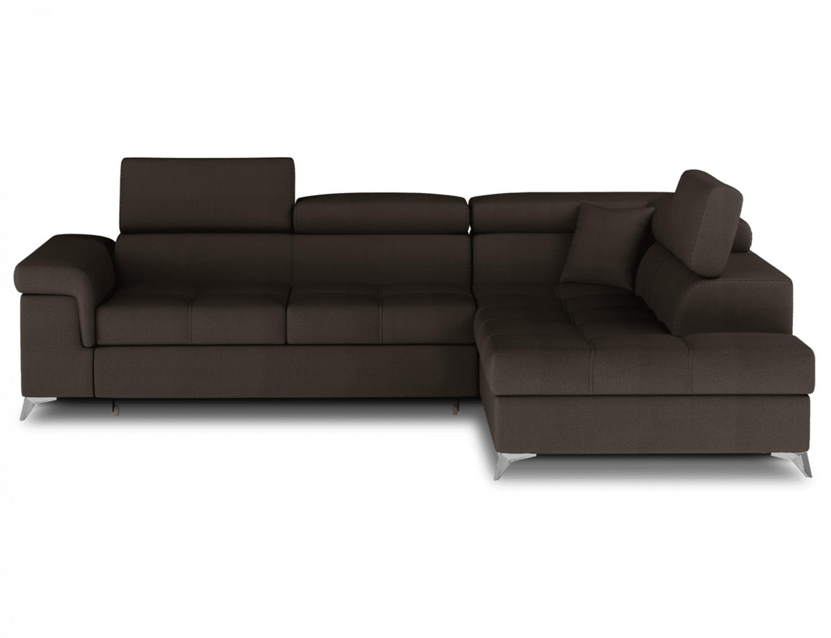 ECKSOFA mit Schlaffunktion und Bettkasten, pflegeleichter Monolith-Stoff - Chromfarben/Dunkelbraun, Textil/Metall (202/275cm) - Eltap
