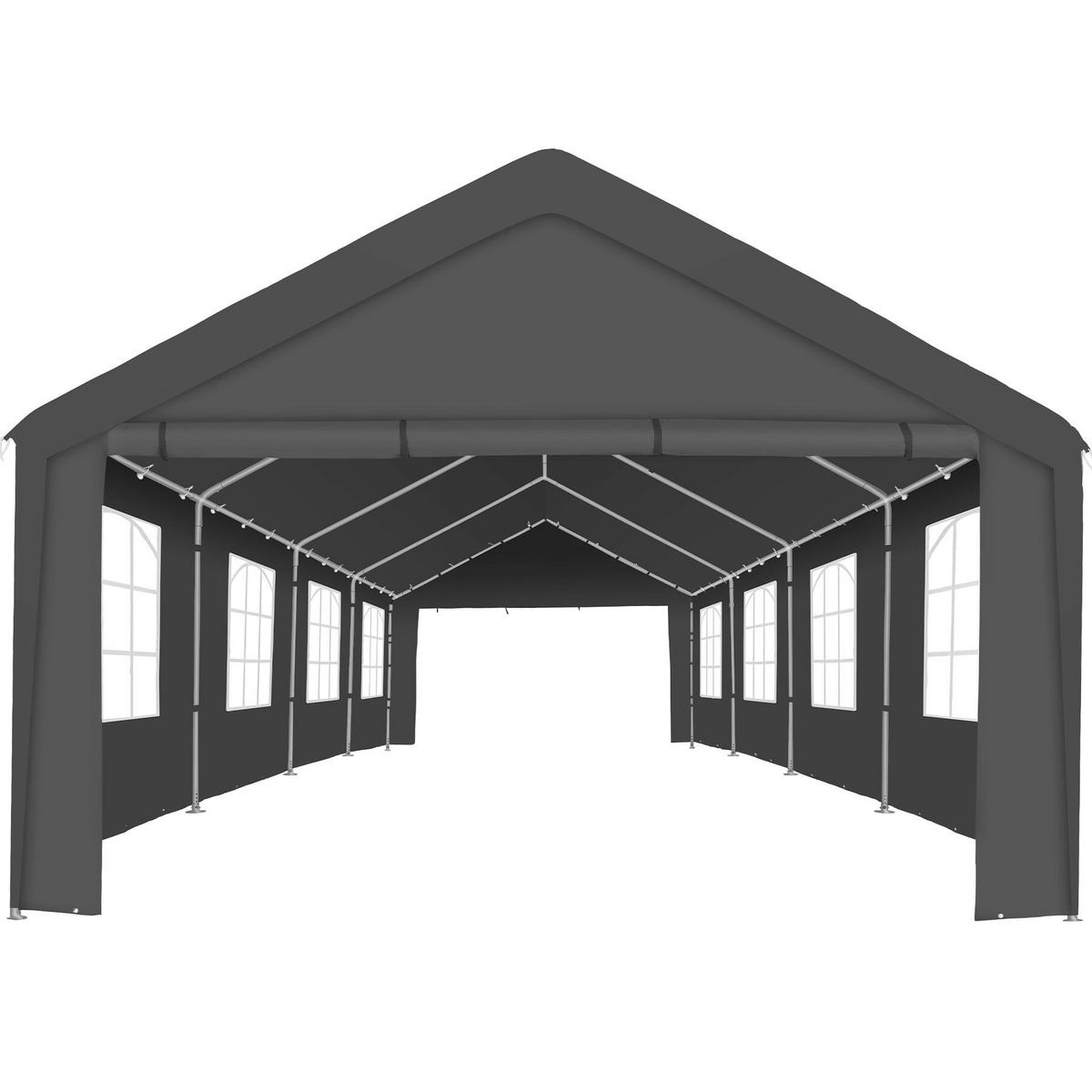 PARTYZELT Mammut, inklusive Spannseilen und Heringen, grau - Grau, Kunststoff (400/310/800cm) - tectake