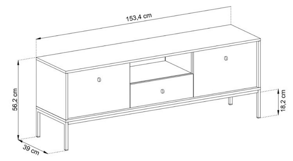 TV-LOWBOARD Granat Monako Mit Goldfarbenem Gestell - Blau, Holzwerkstoff (153.4/56.2/39cm) - Sepro Meble