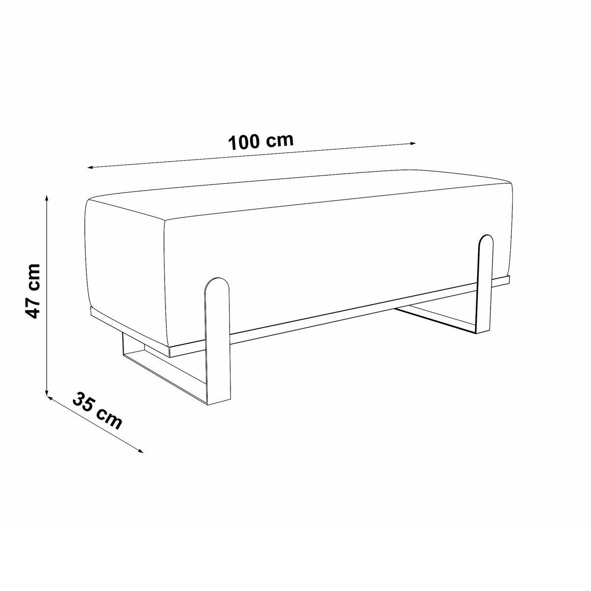 SITZBANK Melissa, Polsterbank 100 cm mit Metallgestell, Bouclé-Stoff, Grau+Schwarz - Schwarz/Grau, Metall (100/47/35cm) - Beautysofa