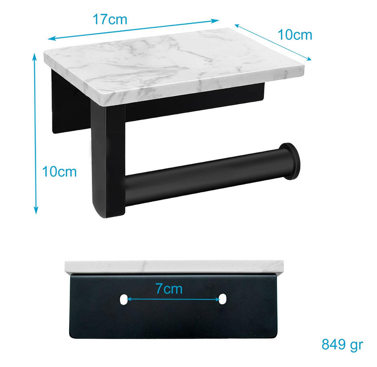 TOILETTENPAPIERHALTER Edelstahl mit Ablage - Multicolor, Metall (10/10/17cm) - Intirilife