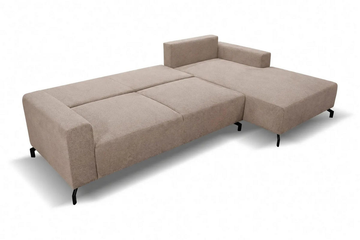 ECKSOFA mit Schlaffunktion Aspen, Braun Velourstoff, Ottomane Rechts - Braun, Textil (312/187cm) - VENASI MÖBEL