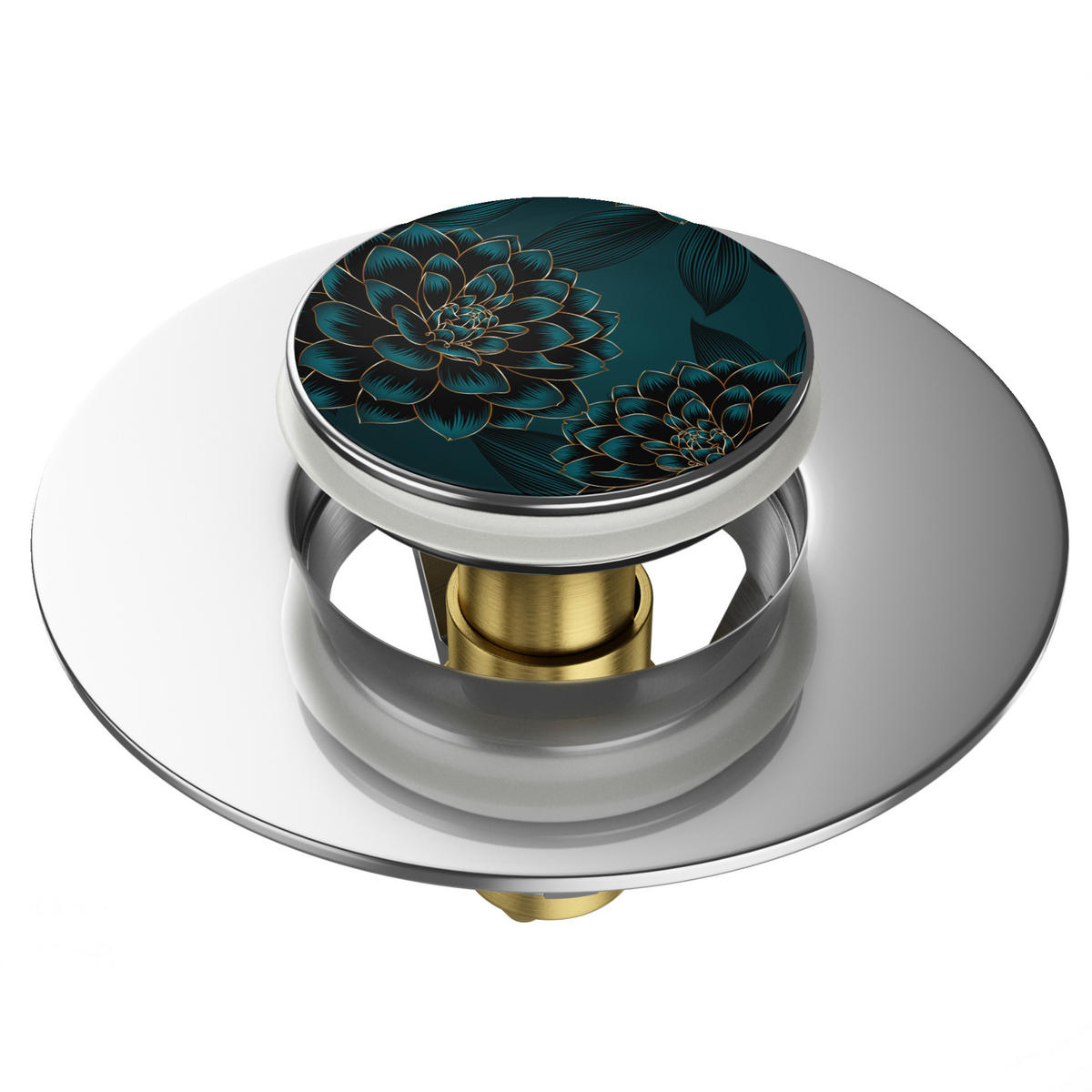 WASCHBECKENSTÖPSEL Pop-Up Dahlien - Blau, Metall (6/4/5cm) - Sanilo