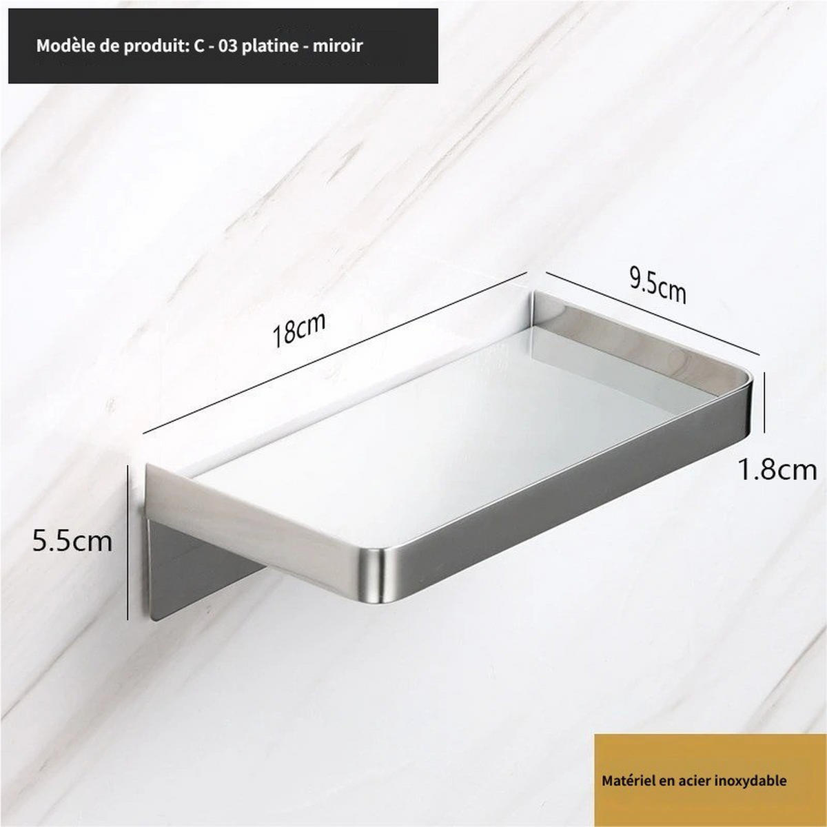 BADEWANNENABLAGE – 18 x 9,5 x 5,5 cm – Glänzend Silber - Silberfarben, Metall (19/6/11cm)