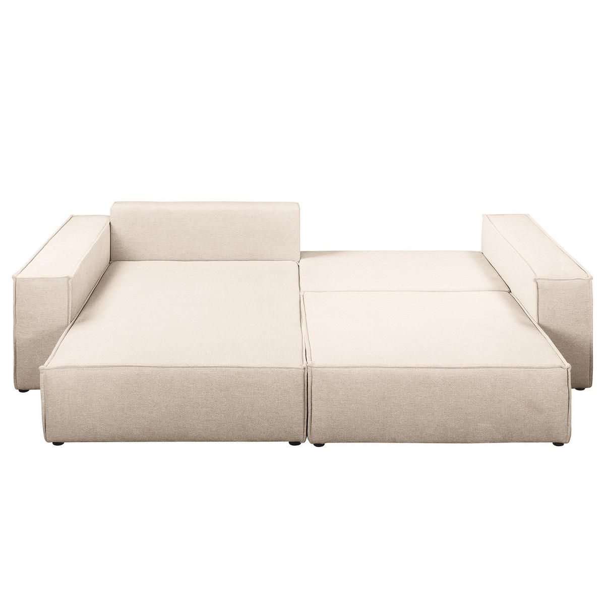 ECKSOFA mit Schlaffunktion - 255 cm - Beige/Schwarz, Kunststoff/Textil (255/148cm) - home24