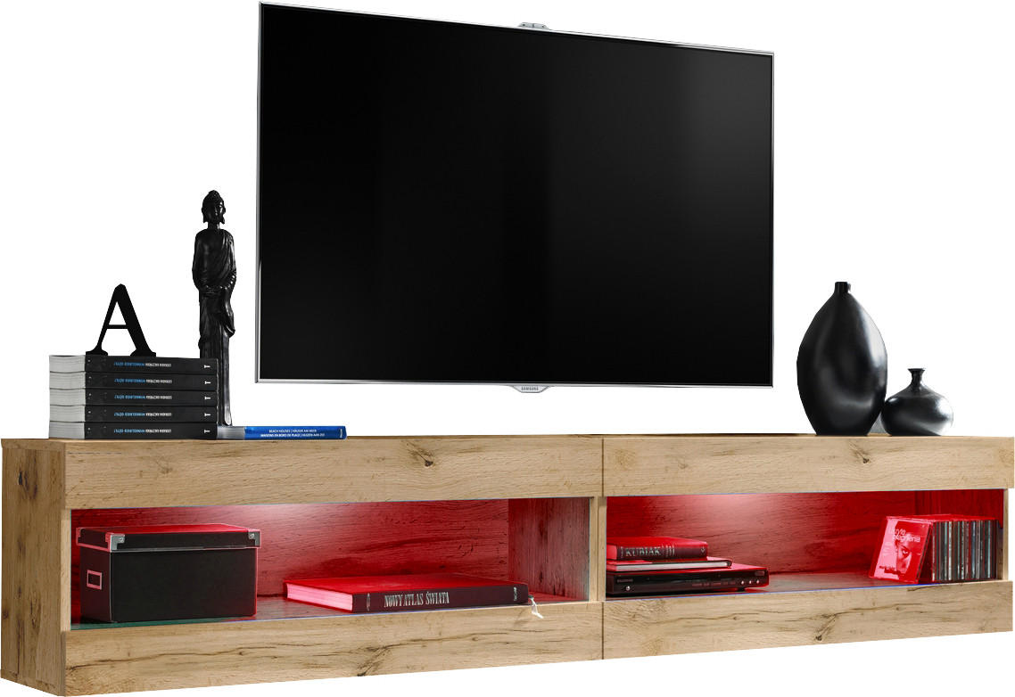 Komodee Wohnwand Eiche Wotan, Eiche Wotan 200x41x35 cm
