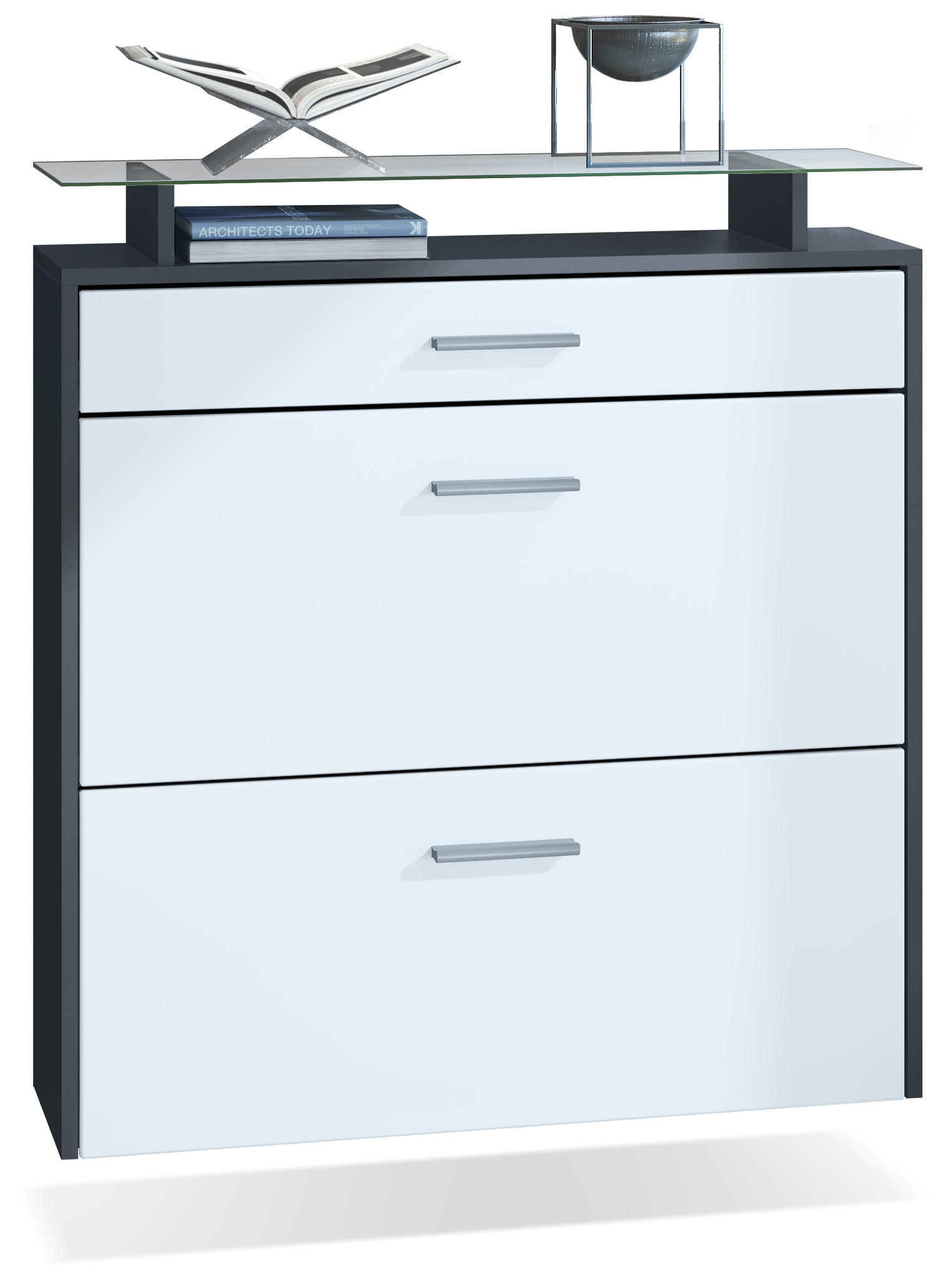 SCHUHSCHRANK Malea Fronten in Weiß matt - Weiß, Holzwerkstoff (89/96/23cm) - Vladon
