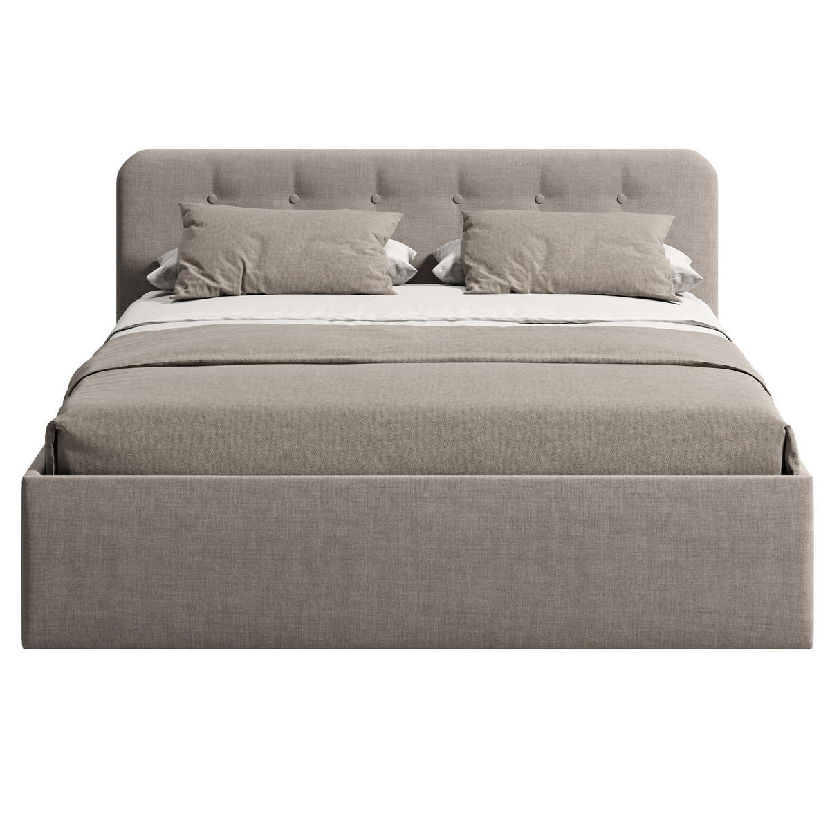 POLSTERBETT mit verstellbarem Lattenrost & Bettkasten, Bonnell-Matratze, 180 x 200 cm in Beige - Beige, Holzwerkstoff/Textil (180/200cm) - Home Collective