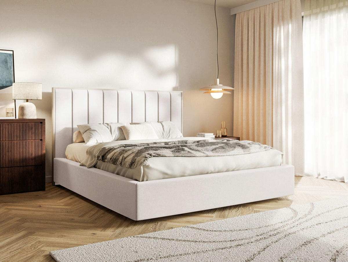 POLSTERBETT Togents Creme mit Veloursbezug und Bettkasten, 180x200 cm - Creme, Textil (180/200cm) - Selsey