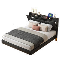 POLSTERBETT 160x200 cm Schwarz LED USB Bettkasten - Schwarz, Metall (160/200cm) - SHOPENTRA