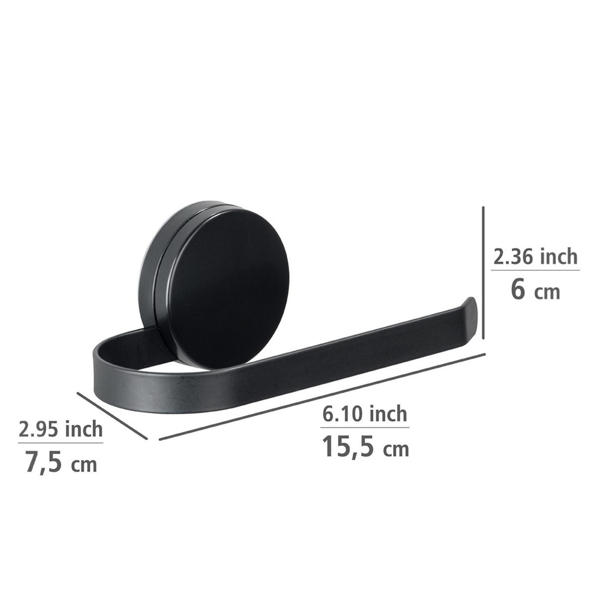 TOILETTENPAPIERHALTER Pavia 7,5/15,5/6 cm - Schwarz, Metall (15.5/6/7.5cm) - Wenko