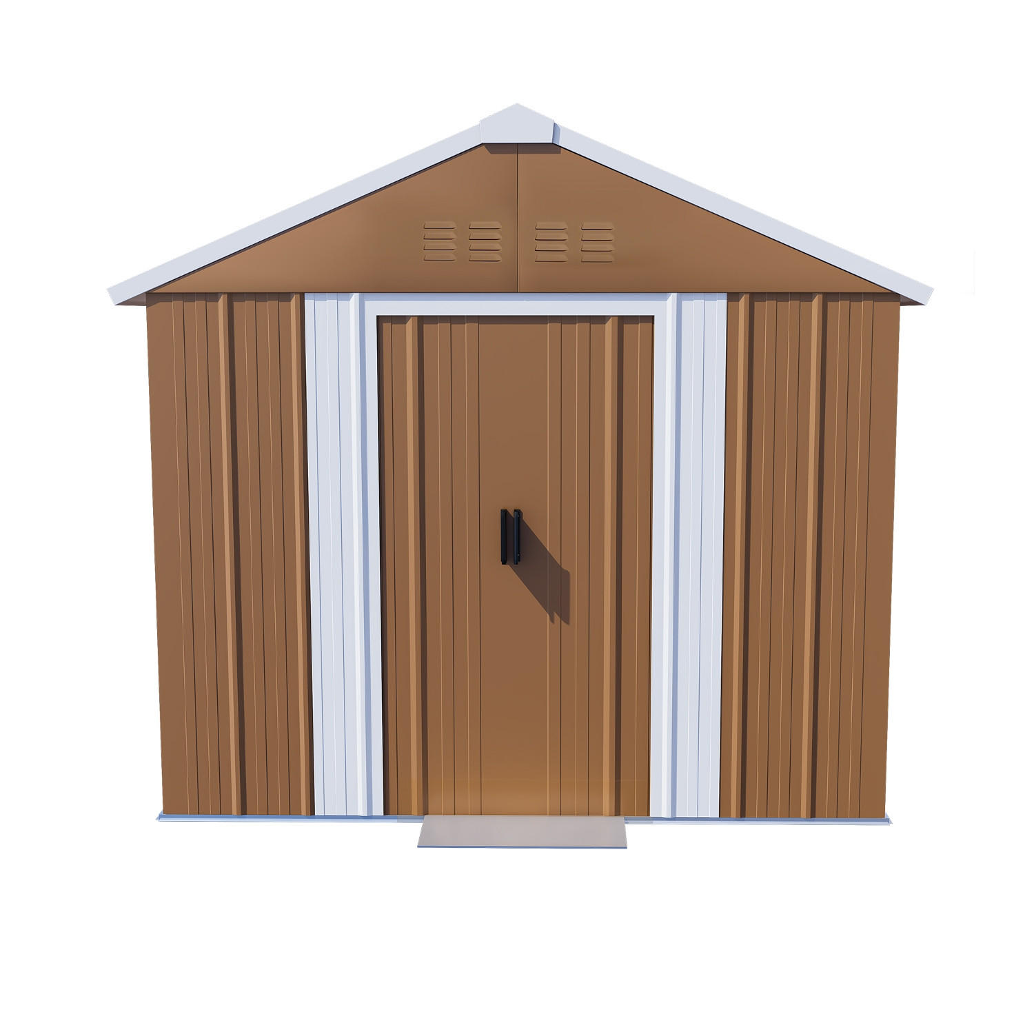 GERÄTEHAUS 184/116/194 cm Braun mit Fenstern, verschließbarer Tür und Belüftung, ohne Boden - Braun, Metall (110/194/184cm) - Oxeza