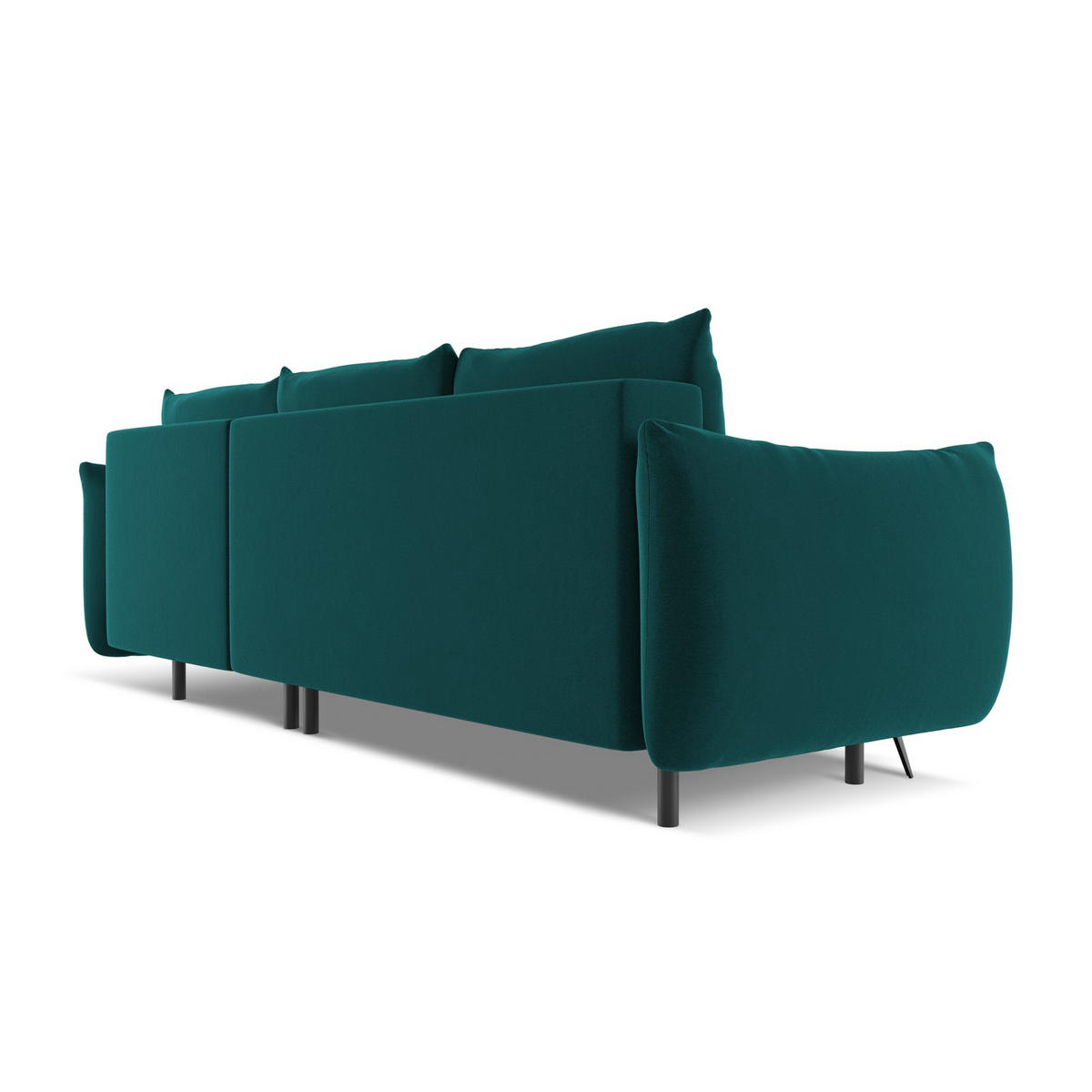 ECKSOFA mit Schlaffunktion Samt Stoff Blau - Blau/Petrol, Textil/Metall (242/162cm) - LaMiaSofa