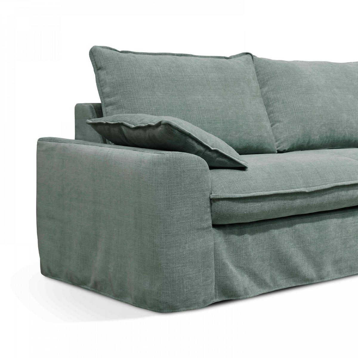 3-SITZER-SOFA, Stoff, Grün/Grau - Grün, Textil (97/88/205cm) - Oviala