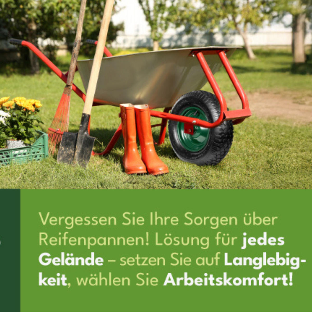 SCHUBKARRENRAD Luftreifen mit Schlauch Schwarz - Schwarz, Kunststoff (39/39/9.9cm) - KRUMAD