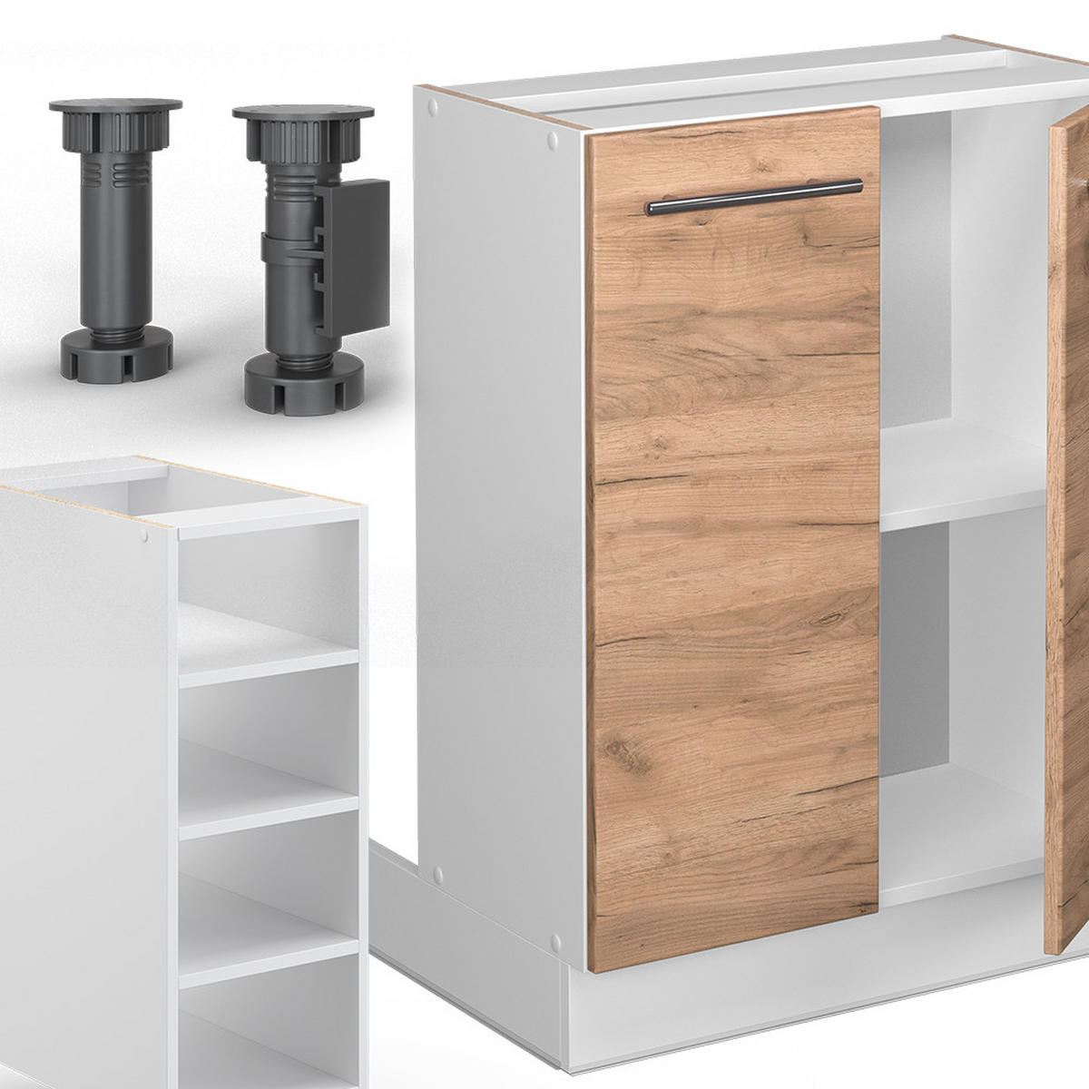 KÜCHENINSEL Fame-Line Goldkraft Eiche/Weiß 90 cm ohne AP - Honigeiche/Eiche Wotan, Holzwerkstoff (90/82/82cm) - Vicco
