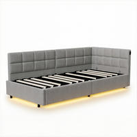 POLSTERBETT Modern 90/200 cm mit Bettkasten & LED-Schwebeeffekt Samtoptik Grau - Grau, Textil (90/200cm) - Creahappy
